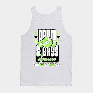 DRUM AND BASS  - 3 Records & Hearts lBlack/Lime) Tank Top